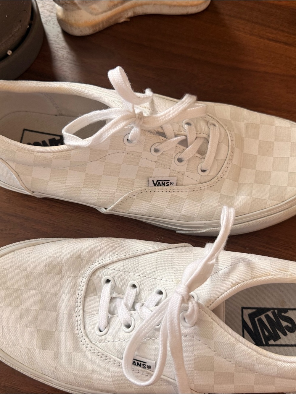 Vans White Checkerboard Lace-Up Sneakers